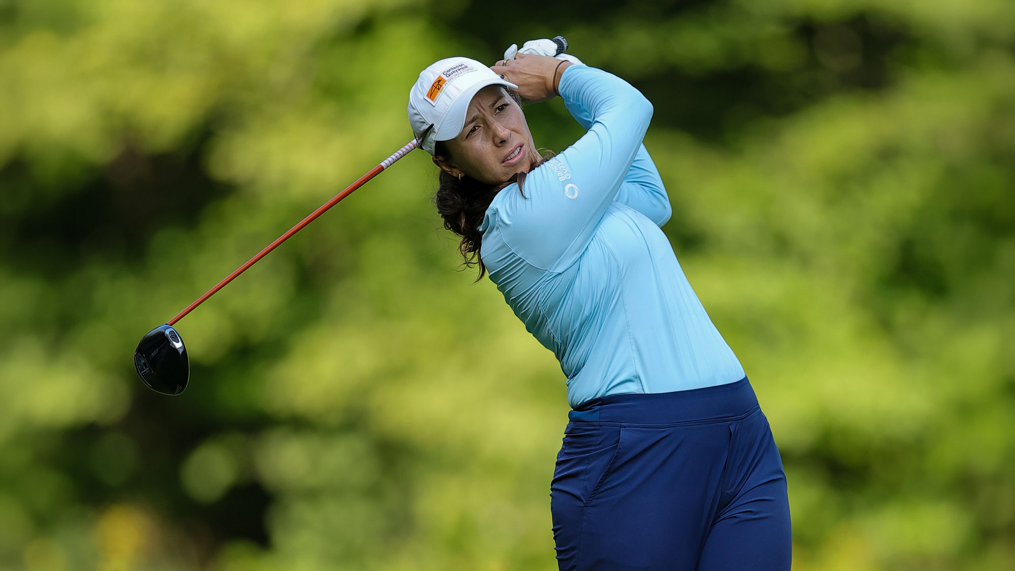 Daniela Darquea of Ecuador plays her shot from the fifth tee during the first round of the FM Championship 2026 at TPC Boston on August 27, 2026 in Norton, Massachusetts. 